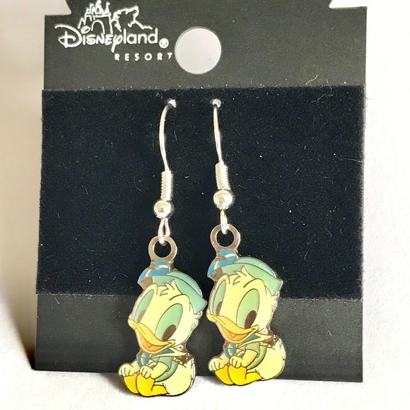 Vintage Disney Donald Duck Earrings Disneyana Signed Charms Disney Babies - Picture 3 of 11